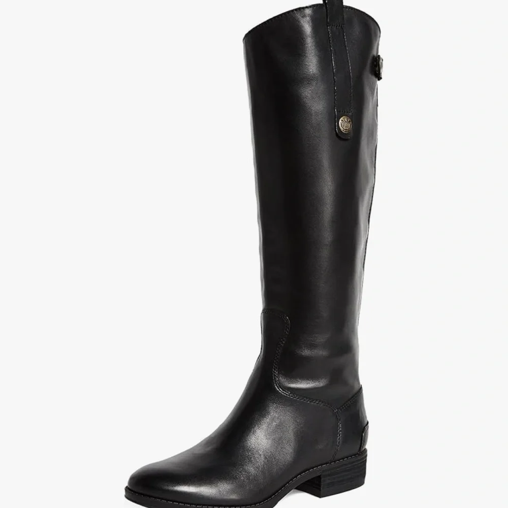 Sam Edelman Wide Calf Sz 7.5 Penny Black Leather Knee-High Riding Boots